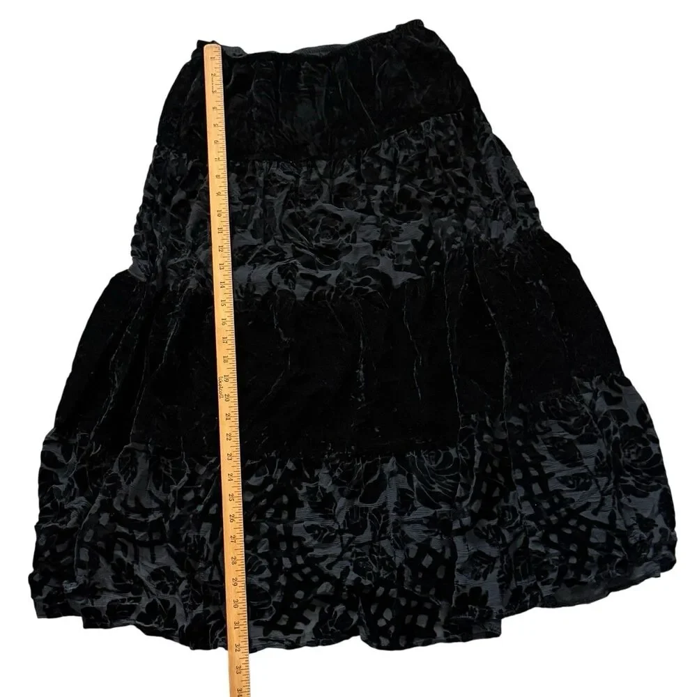 Jessica Howard Skirt Women’s 10 Black Floral Burnout Velvet Whimsigoth Hippie